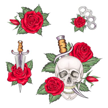 Eski tarz eski moda dövmeler.