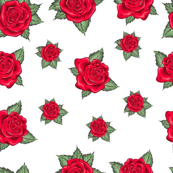 Rose flowers seamless pattern background. Tender beautiful lowers. — Stock Vector