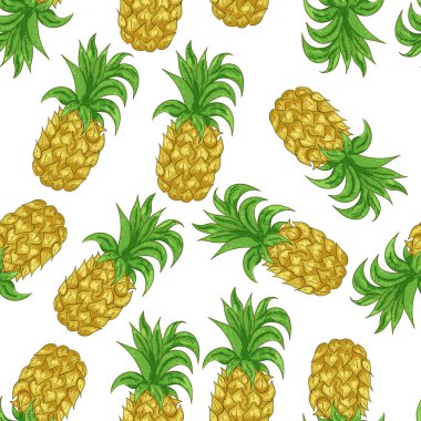 Ananaslı kusursuz desen. Grafiksel biçimlendirilmiş çizim.