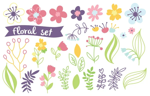 Romantik çiçek el çekilmiş seti