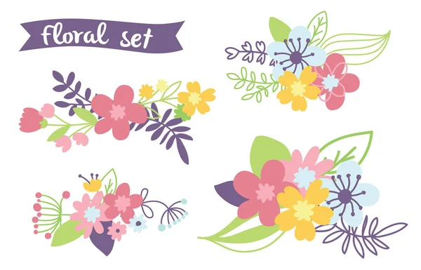 Romantik çiçek el çekilmiş seti