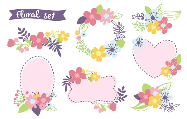 Romantik çiçek el çekilmiş seti