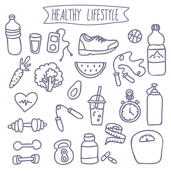 Sağlıklı yaşam tarzı düz Icon Set