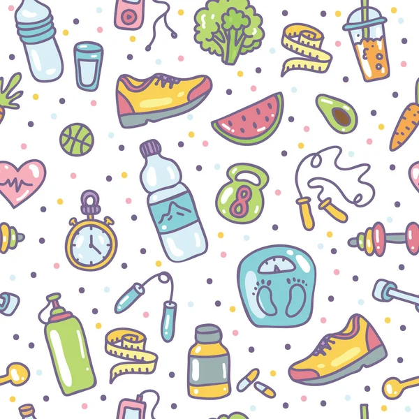 sağlıklı yaşam tarzı simgeleri ile desen