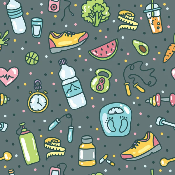 sağlıklı yaşam tarzı simgeleri ile desen