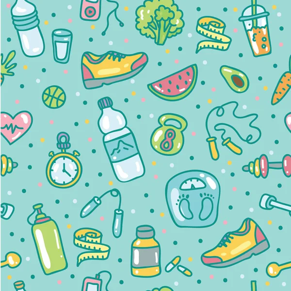 sağlıklı yaşam tarzı simgeleri ile desen