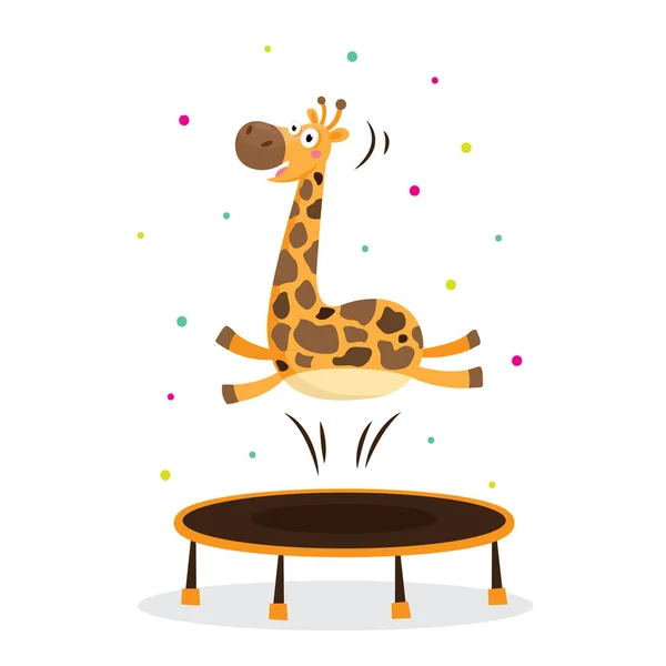 Sevimli zürafa spor jimnastik pozisyonda. Beyaz arka plan üzerinde izole sporcu düz kutsal kişilerin resmi. Çocuklar illüstrasyon
