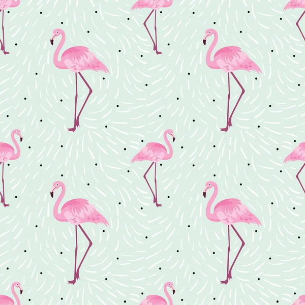 Vzor bezešvé s kreslenými flamingo — Stockový vektor