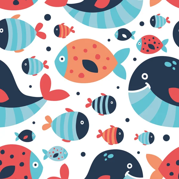 Mignon poisson motif sans couture — Image vectorielle