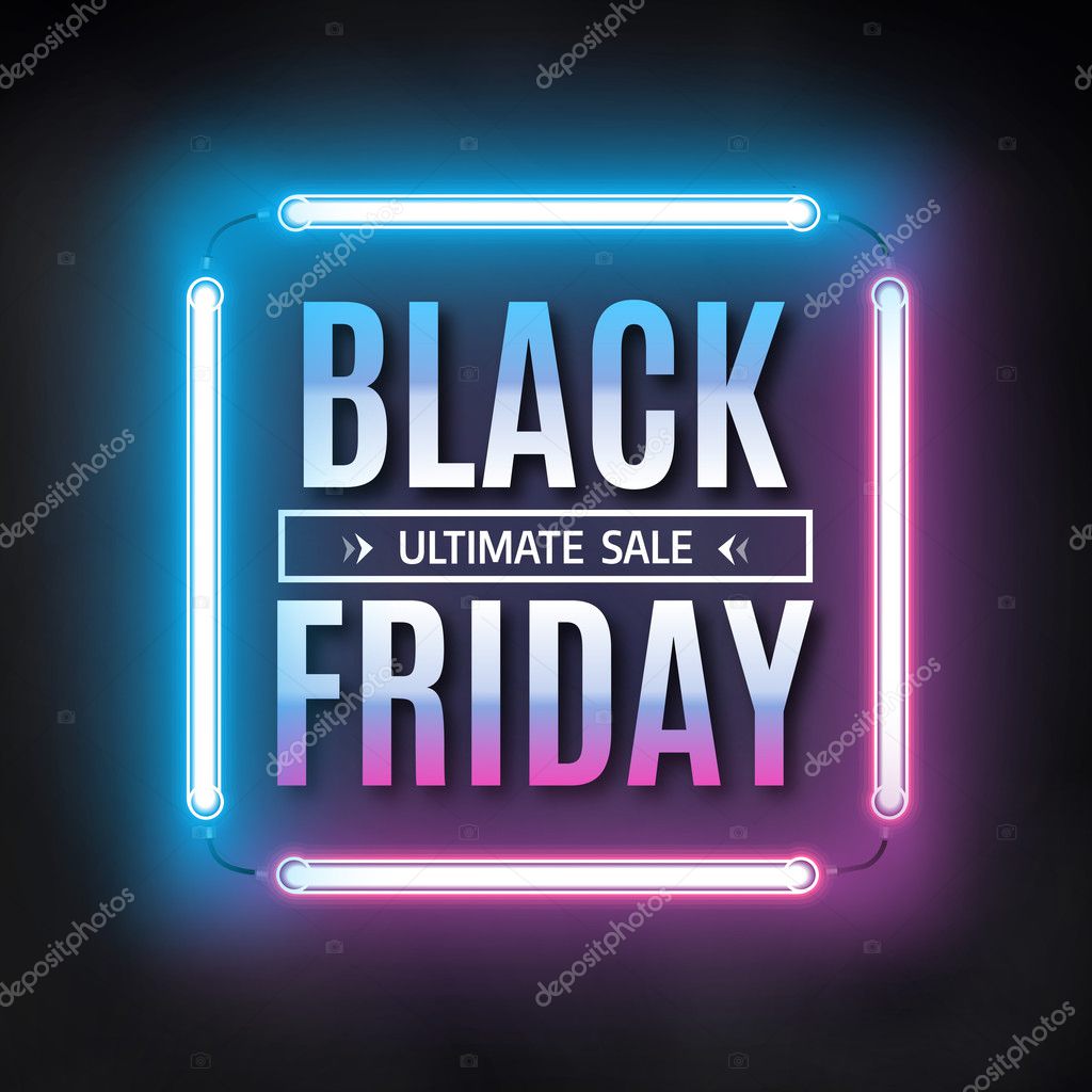 Neon sign, the word Friday Night. Vector illustration. Stock Vector