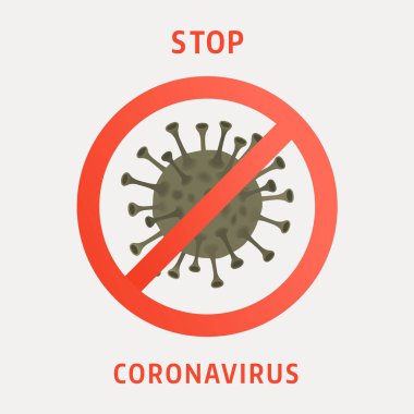 Coronavirus 'u durdurun. Enfeksiyon yok. Kırmızı işaretli Coronavirus simgesi, 2019-nCoV