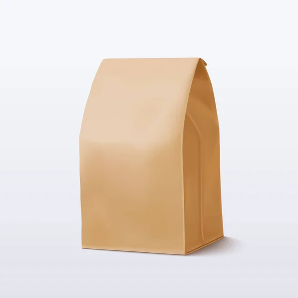 Realistic Brown paper bag. Vector illustration — Stock Vector