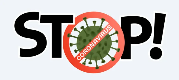 Hentikan coronavirus. Ikon Coronavirus dengan tanda larangan merah, 2019-nCoV. Ilustrasi Vektor EPS 10 - Stok Vektor