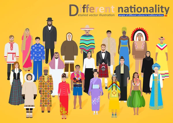 Διαφορετικοί λαοί του κόσμου σε κίτρινο φόντο, διάνυσμα — Διανυσματικό Αρχείο