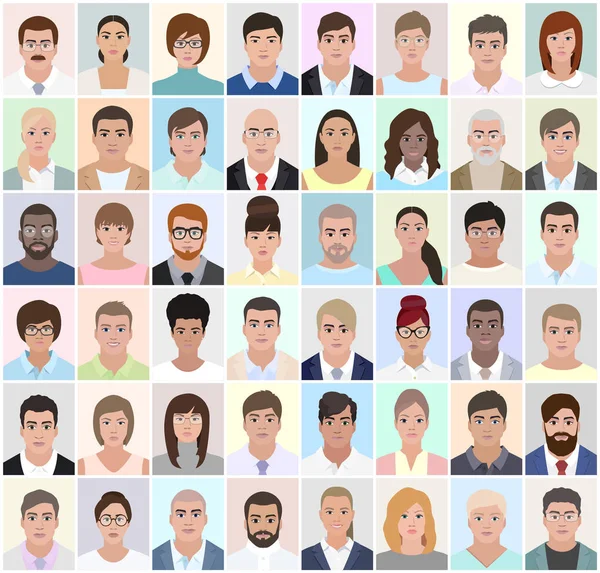 Retratos de diferentes personas, trabajo, vector — Vector de stock