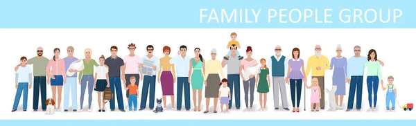 Familia grande, ilustración vectorial — Vector de stock