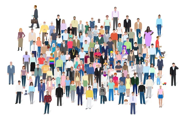 Multitud de personas diferentes, ilustración vectorial — Vector de stock