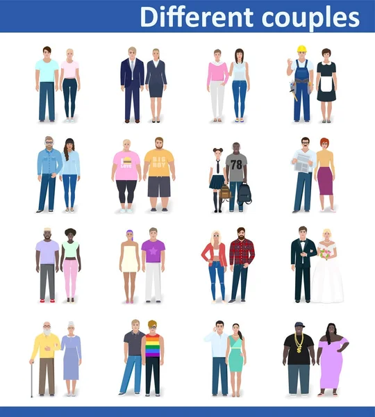 Casais diferentes, ilustração vetorial —  Vetores de Stock