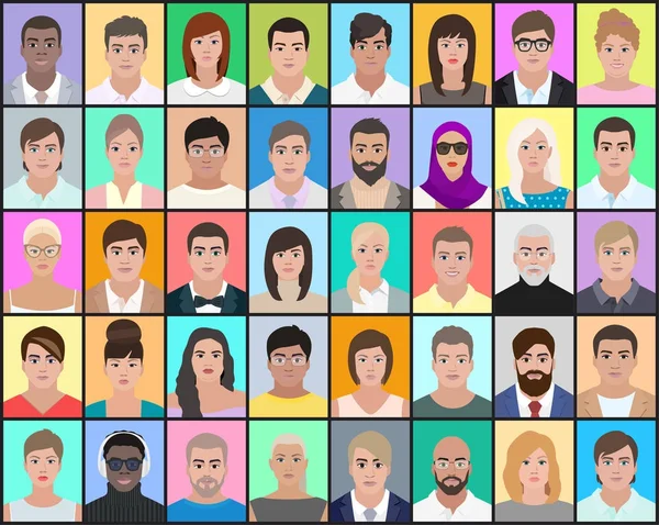 Portretten van mensen op een kleurrijke achtergrond, de keuze van de — Stockvector