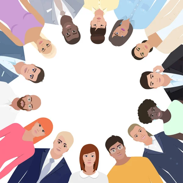 Ομάδα ανθρώπων που στέκεται σε έναν κύκλο, εικονογράφηση διάνυσμα — Διανυσματικό Αρχείο