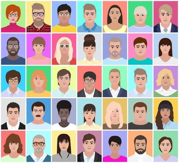 Portretten van mensen die volwassenen, vectorillustratie — Stockvector