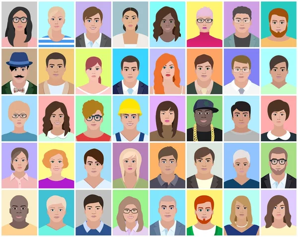 Diferentes personas, retrato, vector — Vector de stock