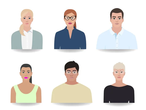 Menschen verschiedener Porträts, Ikonen Vektor Illustration — Stockvektor