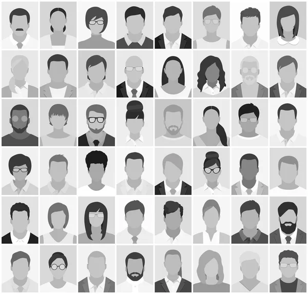 Retrato de personas, blanco y negro, vector — Archivo Imágenes Vectoriales