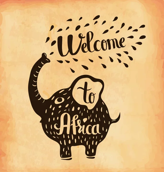 Um cartaz sobre papel envelhecido. Uma viagem a África. Safari. Vetor — Vetor de Stock