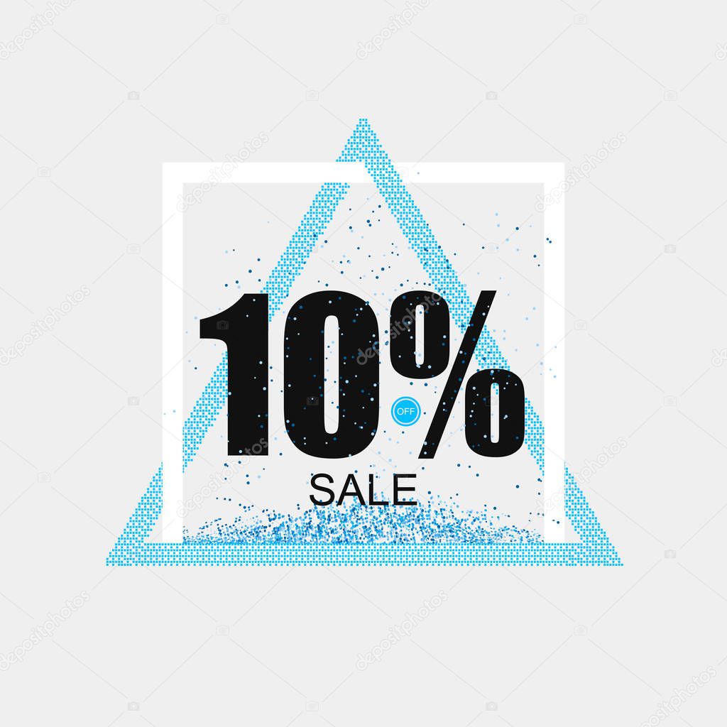 Beautiful discount banner coupon in blue with glitter effect. Vector