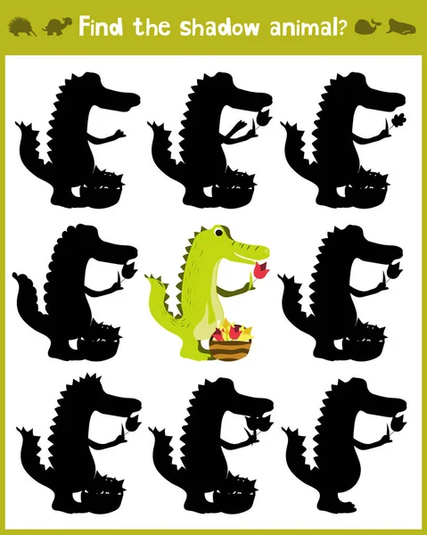 Educational games for children, cartoon for children of preschool age. Find the right shade for wild Amazonian crocodile. Vector — Stock Vector