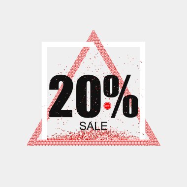 İndirim kuponu ya da modern bir tarz satışında. Üçgen kırmızı çerçeve. Vektör