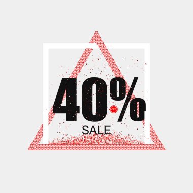 İndirim kuponu ya da modern bir tarz satışında. Üçgen kırmızı çerçeve. Vektör