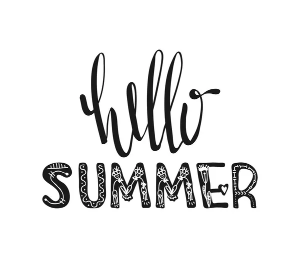 Hallo zomer. Hand getekend poster typografie. Inspirerende citaten. Vector — Stockvector