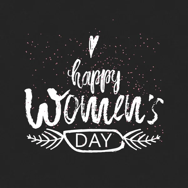 Happy International Women s Day on March 8th design background. Lettering design. March 8 greeting card. Background template for International Womens Day. Vector — Stock Vector