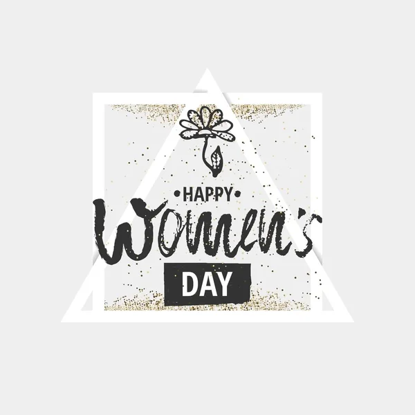 Happy International Women s Day on March 8th design background. Lettering design. March 8 greeting card. Background template for International Womens Day. Vector — Stock Vector