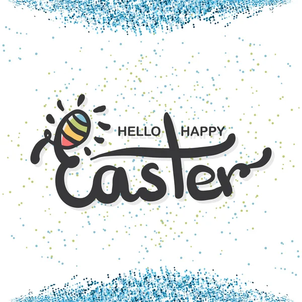 Citazione Happy Easter Day design sfondo con coriandoli. Disegno letterario. Biglietto di auguri di Pasqua di lusso. Modello di sfondo. Vettore — Vettoriale Stock