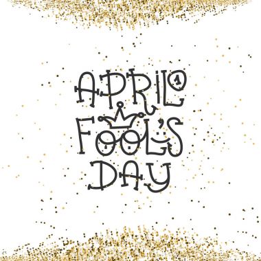 Taç palyaço ile Nisan Fools Day metin. 1 Nisan. Gösterim amacıyla tebrik kartı, afiş, reklam, promosyon, poster, hızlı tren, blog, makale, pazarlama, tabela, e-posta. Vektör