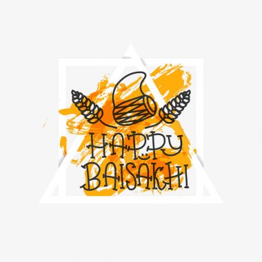 Metin mutlu Baisakhi kartıyla. Yeni yılda Punjab. Baisakhi Hindistan'da Festivali kutlamaları. Tatil için yazdırın. Vektör