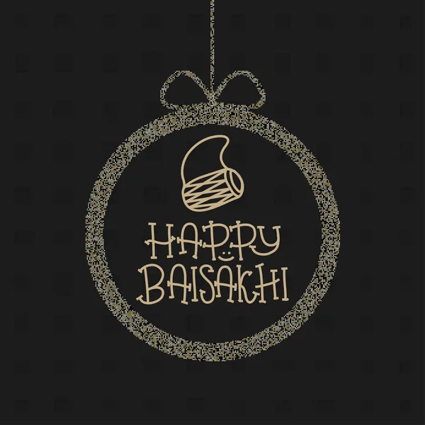 Κάρτα με κείμενο Baisakhi ευτυχισμένη. Το νέο έτος στο Punjab. Η γιορτή του Φεστιβάλ Baisakhi στην Ινδία. Εκτυπώστε για διακοπές. Διάνυσμα — Διανυσματικό Αρχείο