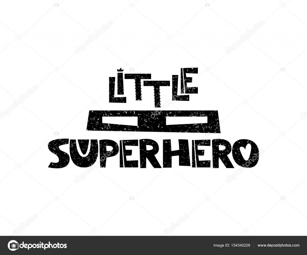 Lilla superhjälte. mask. hand dras stil typografi affisch med ...