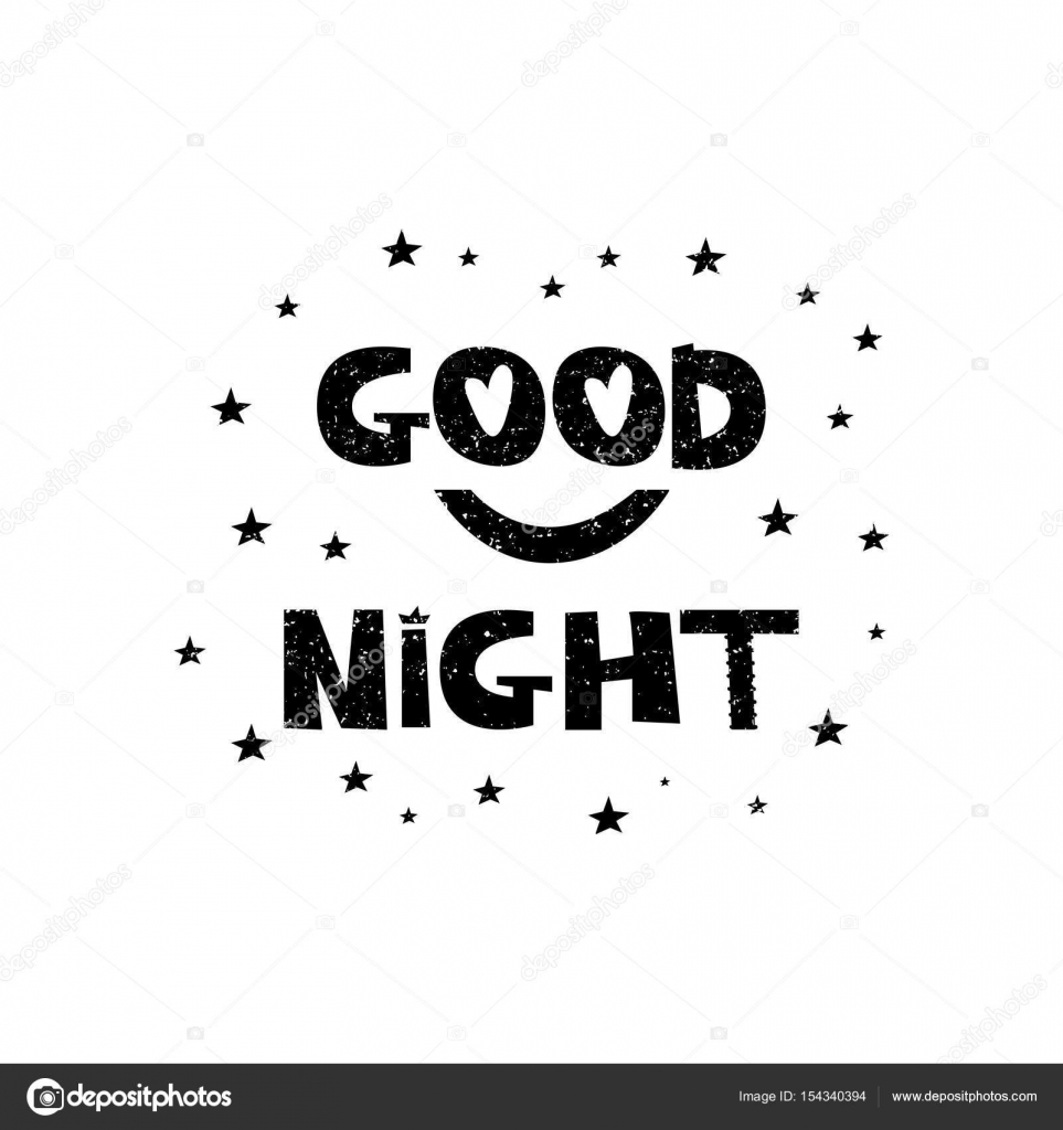 God natt. hand dras stil typografi affisch med inspirerande citat ...