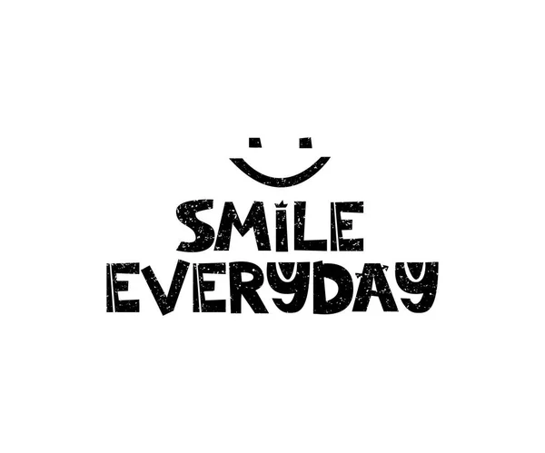 Smile everyday. Hand drawn style typography poster with inspirational quote. Greeting card, print art or home decoration in Scandinavian style. Scandinavian design. Vector — Stock Vector