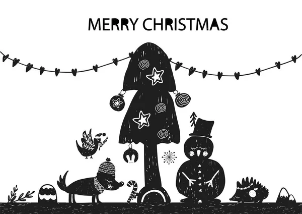 クリスマス ホリデー カード手描画スタイル — ストックベクタ