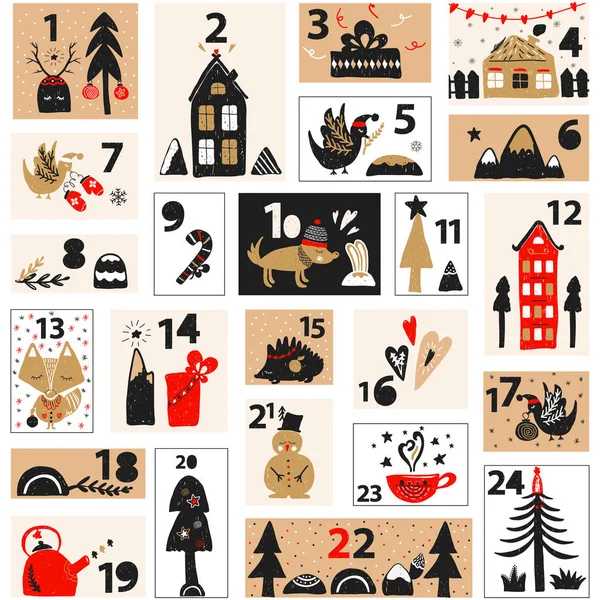 Рождественский календарь — стоковый вектор