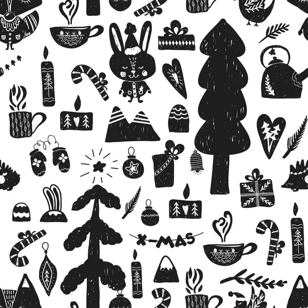 원활한 숲 크리스마스 패턴 — 스톡 벡터