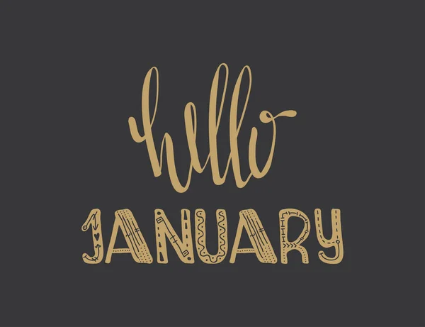 Poster with lettering Hello january . — Stock Vector