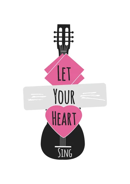 Deixe seu coração cantar citação letras . —  Vetores de Stock