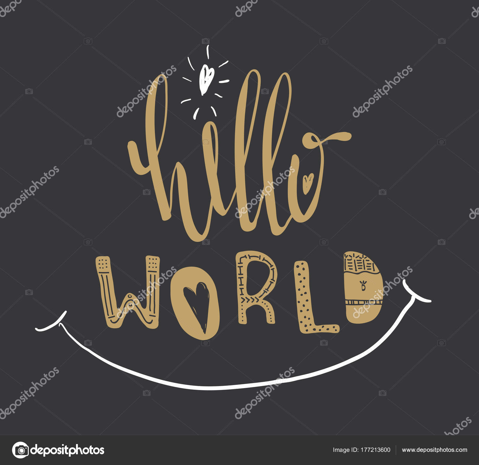 Affiche avec lettrage Bonjour tout le monde — Image vectorielle
