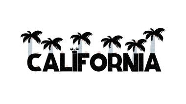 California İskandinav tarzı yazı ile banner. Vektör çizim dekoratif avuç beyaz arka plan üzerinde izole. Kartı, poster, afiş, el ilanı, etiket, t-shirt baskı kullanılabilir